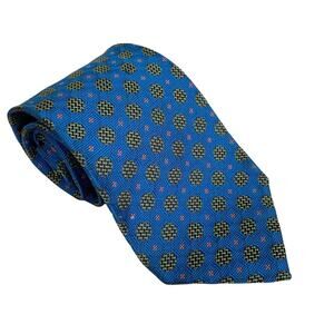 Michael Newell Blue Geometric Print 100% Silk Tie